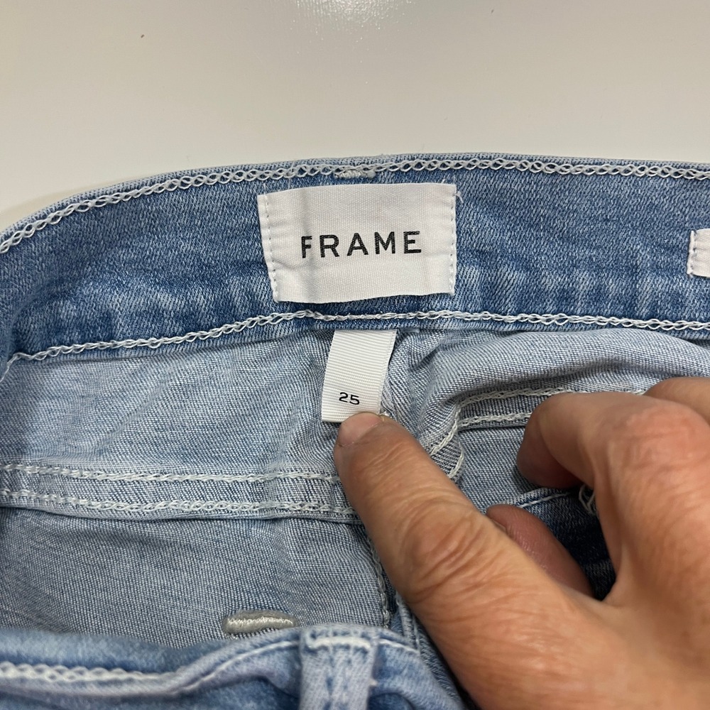 FRAME Le High Straight Jeans Womens 25 Light Blue Fading Premium Denim Capsule - Picture 4 of 13